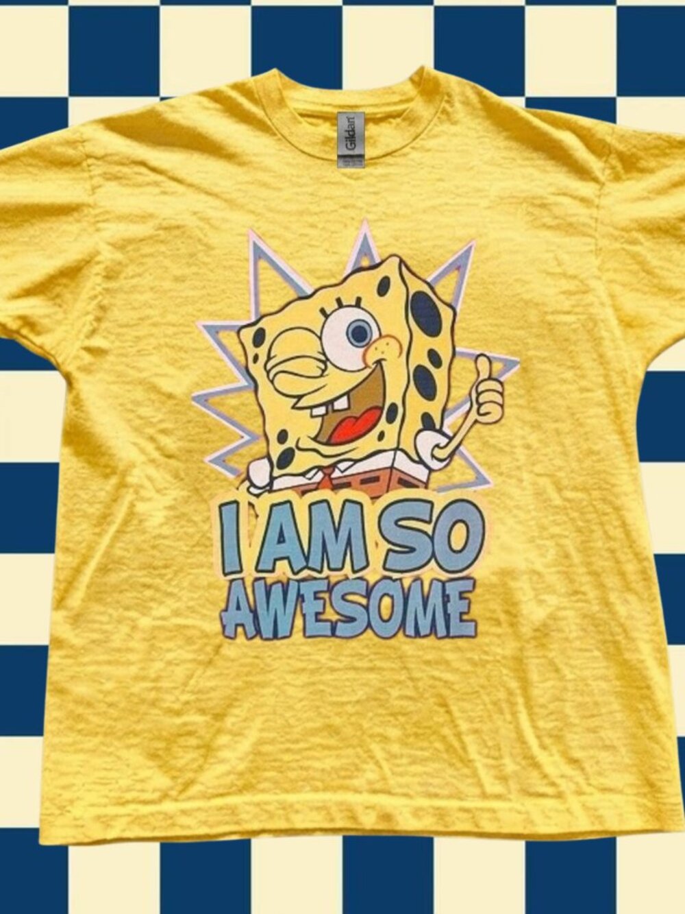 Gildan Yellow SpongeBob I Am So Awesome Graphic T-Shirt